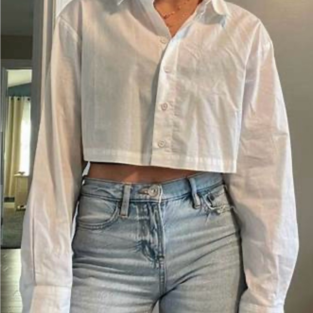 H&M Classic White Shirt - Cropped